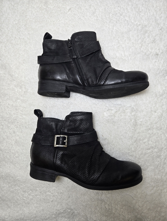 Miz Mooz Shoes - Miz Mooz Leather Ankle Boots with Buckle Suzy Black Size 39 Wide Width US 8.5-9